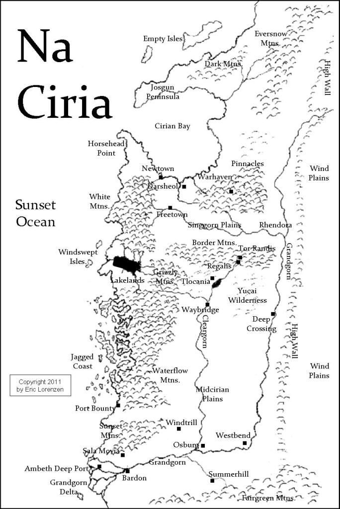 Na Ciria map from the Cirian War Saga books